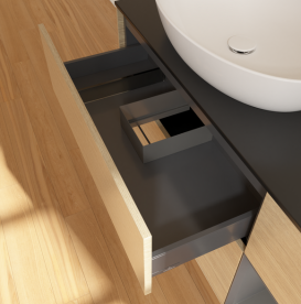 Тумба под раковину Villeroy & Boch Finion 120х50,1 см с подсветкой МДФ шпон дуба/стекло черное матовое FA52GKPC