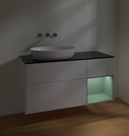 Тумба под раковину Villeroy & Boch Finion 120х50,1 см с подсветкой МДФ глянцевый белый лак/стекло черное матовое FA52GMGF