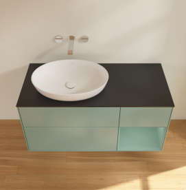 Тумба под раковину Villeroy & Boch Finion 120х50,1 см с подсветкой МДФ оливковый матовый лак/стекло черное матовое FA52GMGM