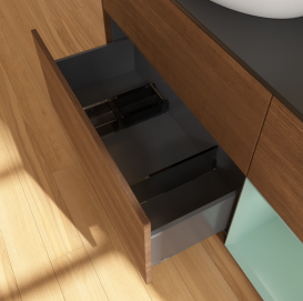 Тумба под раковину Villeroy & Boch Finion 120х50,1 см с подсветкой МДФ шпон грецкого ореха/стекло черное матовое FA52GMGN