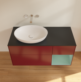 Тумба под раковину Villeroy & Boch Finion 120х50,1 см с подсветкой МДФ пион матовый лак/стекло черное матовое FA52GMHB