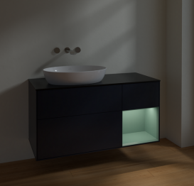 Тумба под раковину Villeroy & Boch Finion 120х50,1 см с подсветкой МДФ темно-синий матовый лак/стекло черное матовое FA52GMHG