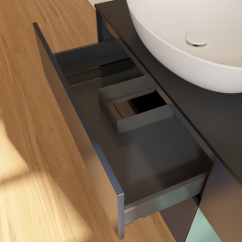 Тумба под раковину Villeroy & Boch Finion 120х50,1 см с подсветкой МДФ темно-синий матовый лак/стекло черное матовое FA52GMHG