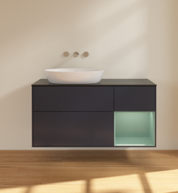 Тумба под раковину Villeroy & Boch Finion 120х50,1 см с подсветкой МДФ темно-синий матовый лак/стекло черное матовое FA52GMHG