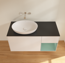 Тумба под раковину Villeroy & Boch Finion 120х50,1 см с подсветкой МДФ белый матовый лак/стекло черное матовое FA52GMMT