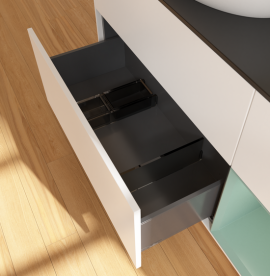 Тумба под раковину Villeroy & Boch Finion 120х50,1 см с подсветкой МДФ белый матовый лак/стекло черное матовое FA52GMMT