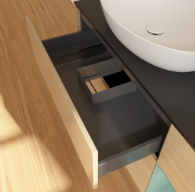 Тумба под раковину Villeroy & Boch Finion 120х50,1 см с подсветкой МДФ шпон дуба/стекло черное матовое FA52GMPC