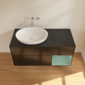 Тумба под раковину Villeroy & Boch Finion 120х50,1 см с подсветкой МДФ черный матовый лак/стекло черное матовое FA52GMPD