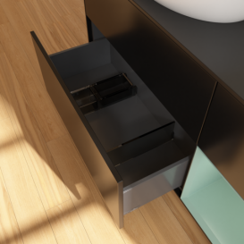 Тумба под раковину Villeroy & Boch Finion 120х50,1 см с подсветкой МДФ черный матовый лак/стекло черное матовое FA52GMPD