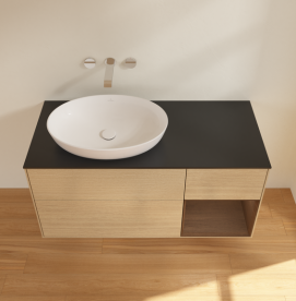 Тумба под раковину Villeroy & Boch Finion 120х50,1 см с подсветкой МДФ шпон дуба/стекло черное матовое FA52GNPC