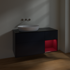 Тумба под раковину Villeroy & Boch Finion 120х50,1 см с подсветкой МДФ темно-синий матовый лак/стекло черное матовое FA52HBHG