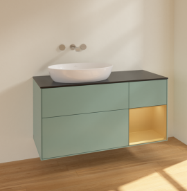 Тумба под раковину Villeroy & Boch Finion 120х50,1 см с подсветкой МДФ оливковый матовый лак/стекло черное матовое FA52HFGM