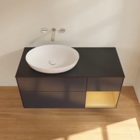 Тумба под раковину Villeroy & Boch Finion 120х50,1 см с подсветкой МДФ темно-синий матовый лак/стекло черное матовое FA52HFHG