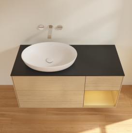 Тумба под раковину Villeroy & Boch Finion 120х50,1 см с подсветкой МДФ шпон дуба/стекло черное матовое FA52HFPC