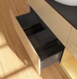 Тумба под раковину Villeroy & Boch Finion 120х50,1 см с подсветкой МДФ шпон дуба/стекло черное матовое FA52HFPC