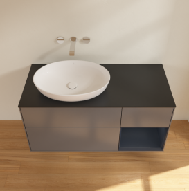 Тумба под раковину Villeroy & Boch Finion 120х50,1 см с подсветкой МДФ антрацит матовый лак/стекло черное матовое FA52HGGK