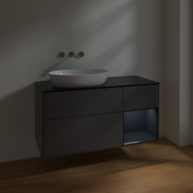 Тумба под раковину Villeroy & Boch Finion 120х50,1 см с подсветкой МДФ антрацит матовый лак/стекло черное матовое FA52HGGK