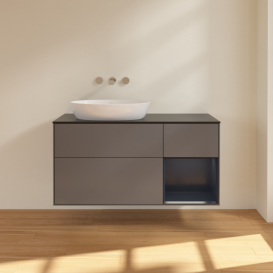 Тумба под раковину Villeroy & Boch Finion 120х50,1 см с подсветкой МДФ антрацит матовый лак/стекло черное матовое FA52HGGK