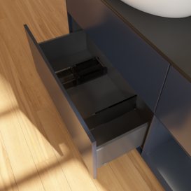 Тумба под раковину Villeroy & Boch Finion 120х50,1 см с подсветкой МДФ темно-синий матовый лак/стекло черное матовое FA52HGHG