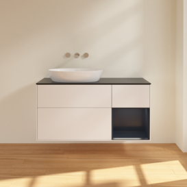 Тумба под раковину Villeroy & Boch Finion 120х50,1 см с подсветкой МДФ белый матовый лак/стекло черное матовое FA52HGMT