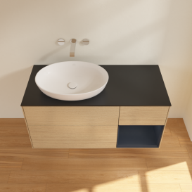 Тумба под раковину Villeroy & Boch Finion 120х50,1 см с подсветкой МДФ шпон дуба/стекло черное матовое FA52HGPC