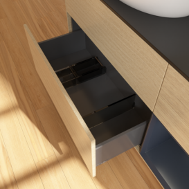 Тумба под раковину Villeroy & Boch Finion 120х50,1 см с подсветкой МДФ шпон дуба/стекло черное матовое FA52HGPC