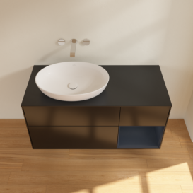 Тумба под раковину Villeroy & Boch Finion 120х50,1 см с подсветкой МДФ черный матовый лак/стекло черное матовое FA52HGPD