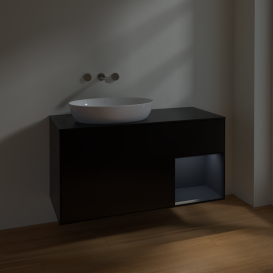 Тумба под раковину Villeroy & Boch Finion 120х50,1 см с подсветкой МДФ черный матовый лак/стекло черное матовое FA52HGPD