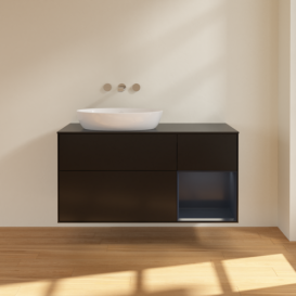 Тумба под раковину Villeroy & Boch Finion 120х50,1 см с подсветкой МДФ черный матовый лак/стекло черное матовое FA52HGPD