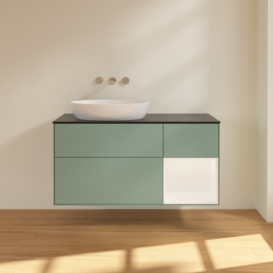 Тумба под раковину Villeroy & Boch Finion 120х50,1 см с подсветкой МДФ оливковый матовый лак/стекло черное матовое FA52MTGM