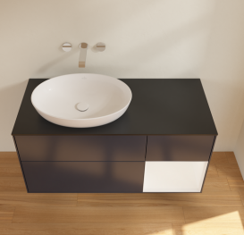 Тумба под раковину Villeroy & Boch Finion 120х50,1 см с подсветкой МДФ темно-синий матовый лак/стекло черное матовое FA52MTHG