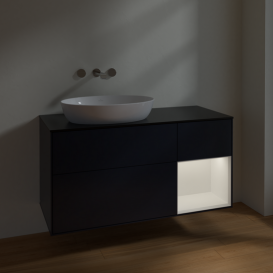 Тумба под раковину Villeroy & Boch Finion 120х50,1 см с подсветкой МДФ темно-синий матовый лак/стекло черное матовое FA52MTHG