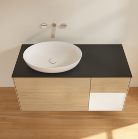 Тумба под раковину Villeroy & Boch Finion 120х50,1 см с подсветкой МДФ шпон дуба/стекло черное матовое FA52MTPC