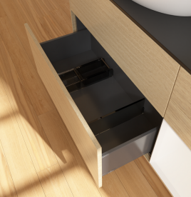 Тумба под раковину Villeroy & Boch Finion 120х50,1 см с подсветкой МДФ шпон дуба/стекло черное матовое FA52MTPC