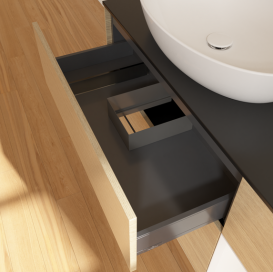 Тумба под раковину Villeroy & Boch Finion 120х50,1 см с подсветкой МДФ шпон дуба/стекло черное матовое FA52MTPC