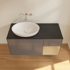 Тумба под раковину Villeroy & Boch Finion 120х50,1 см с подсветкой МДФ антрацит матовый лак/стекло черное матовое FA52PCGK