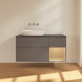 Тумба под раковину Villeroy & Boch Finion 120х50,1 см с подсветкой МДФ антрацит матовый лак/стекло черное матовое FA52PCGK