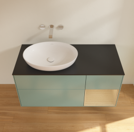 Тумба под раковину Villeroy & Boch Finion 120х50,1 см с подсветкой МДФ оливковый матовый лак/стекло черное матовое FA52PCGM