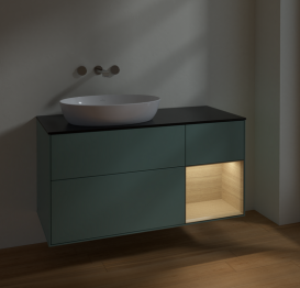 Тумба под раковину Villeroy & Boch Finion 120х50,1 см с подсветкой МДФ оливковый матовый лак/стекло черное матовое FA52PCGM