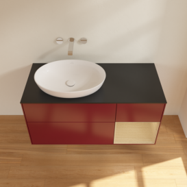 Тумба под раковину Villeroy & Boch Finion 120х50,1 см с подсветкой МДФ пион матовый лак/стекло черное матовое FA52PCHB