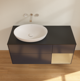 Тумба под раковину Villeroy & Boch Finion 120х50,1 см с подсветкой МДФ темно-синий матовый лак/стекло черное матовое FA52PCHG