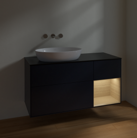 Тумба под раковину Villeroy & Boch Finion 120х50,1 см с подсветкой МДФ темно-синий матовый лак/стекло черное матовое FA52PCHG