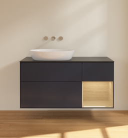 Тумба под раковину Villeroy & Boch Finion 120х50,1 см с подсветкой МДФ темно-синий матовый лак/стекло черное матовое FA52PCHG