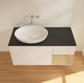 Тумба под раковину Villeroy & Boch Finion 120х50,1 см с подсветкой МДФ белый матовый лак/стекло черное матовое FA52PCMT