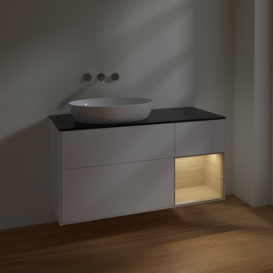 Тумба под раковину Villeroy & Boch Finion 120х50,1 см с подсветкой МДФ белый матовый лак/стекло черное матовое FA52PCMT