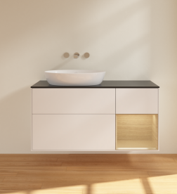 Тумба под раковину Villeroy & Boch Finion 120х50,1 см с подсветкой МДФ белый матовый лак/стекло черное матовое FA52PCMT