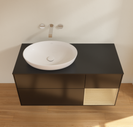 Тумба под раковину Villeroy & Boch Finion 120х50,1 см с подсветкой МДФ черный матовый лак/стекло черное матовое FA52PCPD