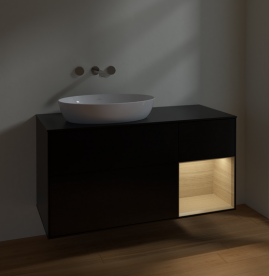 Тумба под раковину Villeroy & Boch Finion 120х50,1 см с подсветкой МДФ черный матовый лак/стекло черное матовое FA52PCPD