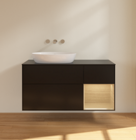 Тумба под раковину Villeroy & Boch Finion 120х50,1 см с подсветкой МДФ черный матовый лак/стекло черное матовое FA52PCPD