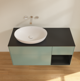 Тумба под раковину Villeroy & Boch Finion 120х50,1 см с подсветкой МДФ оливковый матовый лак/стекло черное матовое FA52PDGM